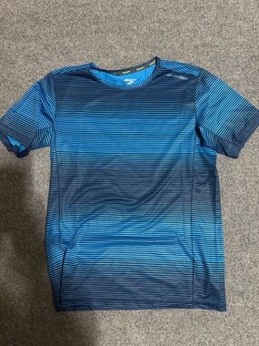 Brooks Blue Ombre Striped Performance Tee